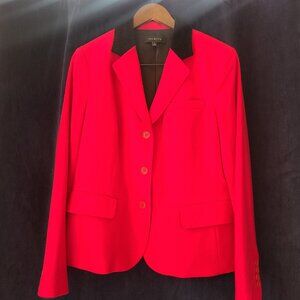 Talbots Pink Wool Blazer with Black Velvet Contrast Collar, Size 14